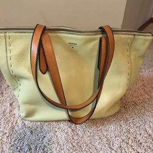 FOSSIL Leather Large Shopper Tote Handbag